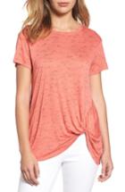 Petite Women's Bobeau Knot Front Tee P - Coral