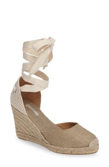 Women's Soludos Wedge Lace-up Espadrille Sandal .5 M - Metallic