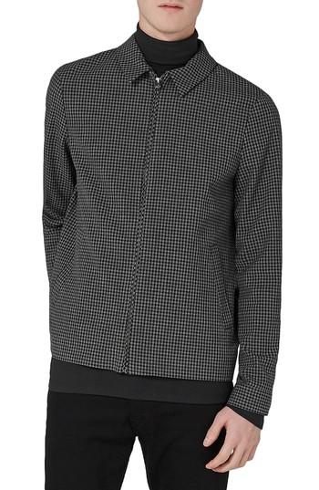 Women's Topman Gingham Harrington Jacket - Grey