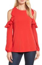 Women's Halogen Cold Shoulder Mixed Media Top, Size - Red
