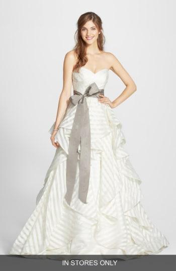 Women's Hayley Paige 'guindon' Striped Organza Ballgown