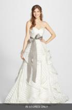 Women's Hayley Paige 'guindon' Striped Organza Ballgown