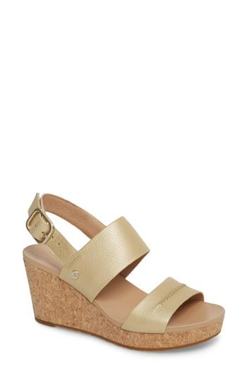 Women's Ugg Elena Ii Metallic Platform Wedge Sandal M - Metallic