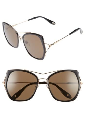 Women's Givenchy 7031/s Airy 55mm Oversized Sunglasses - Black/ Gold