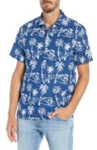 Men's J.crew Leaf Block Print Regular Fit Sport Shirt R - Blue