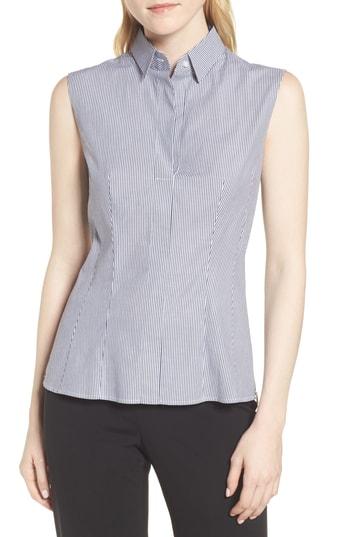Women's Boss Bashiva Stripe Stretch Poplin Shirt - Blue