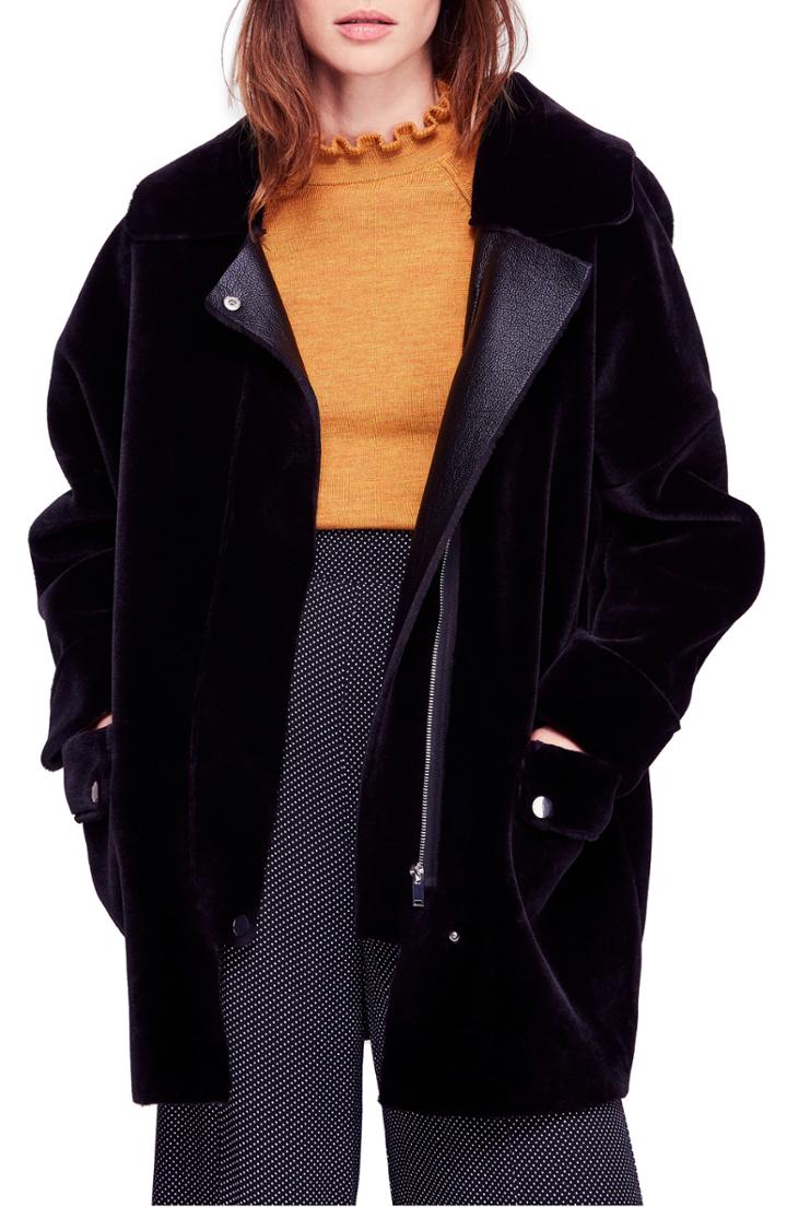 Women's Free People Lindsay Faux Fur Coat - Black