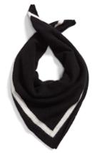 Women's White + Warren Tipped Cashmere Scarf, Size - Black