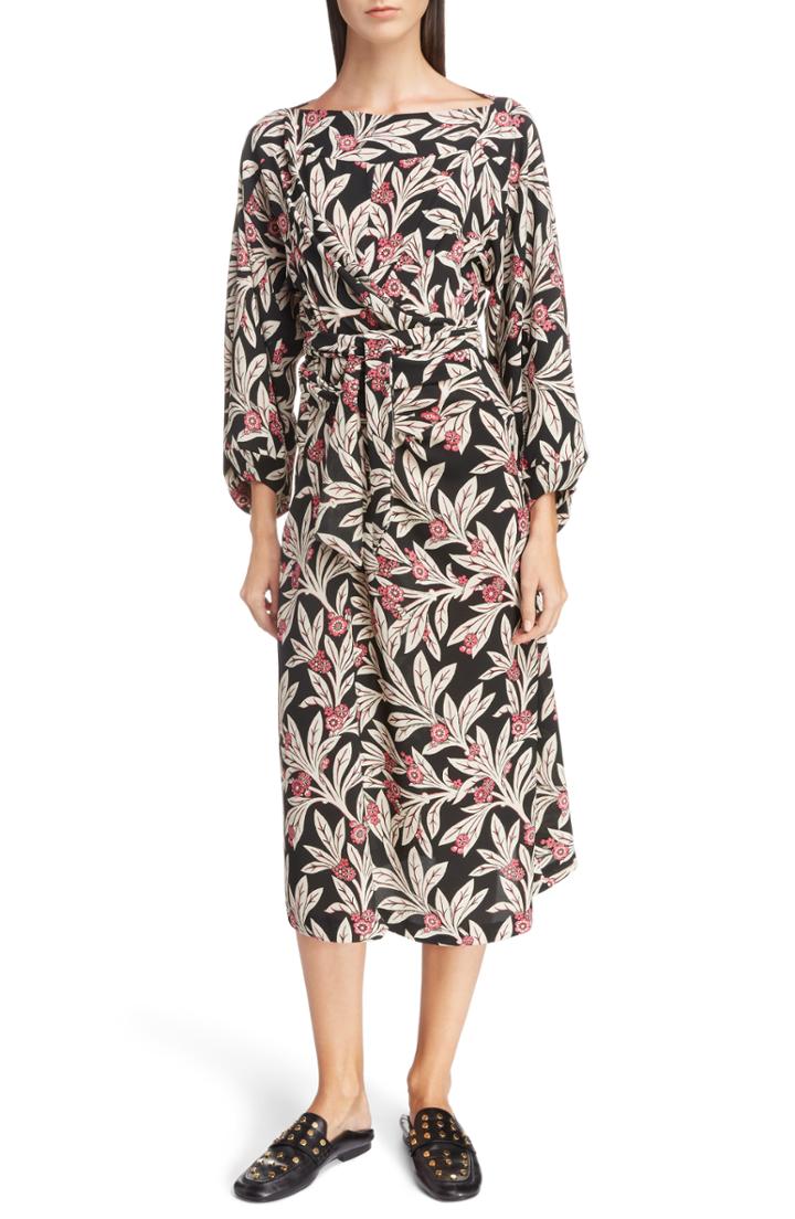 Women's Isabel Marant Etoile Lisa Floral Print Midi Dress Us / 36 Fr - Pink