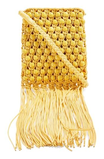 Topshop Beaded Fringe Crossbody Bag - Yellow