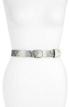 Women's Halogen Snakeskin Embossed Faux Leather Belt - Grey