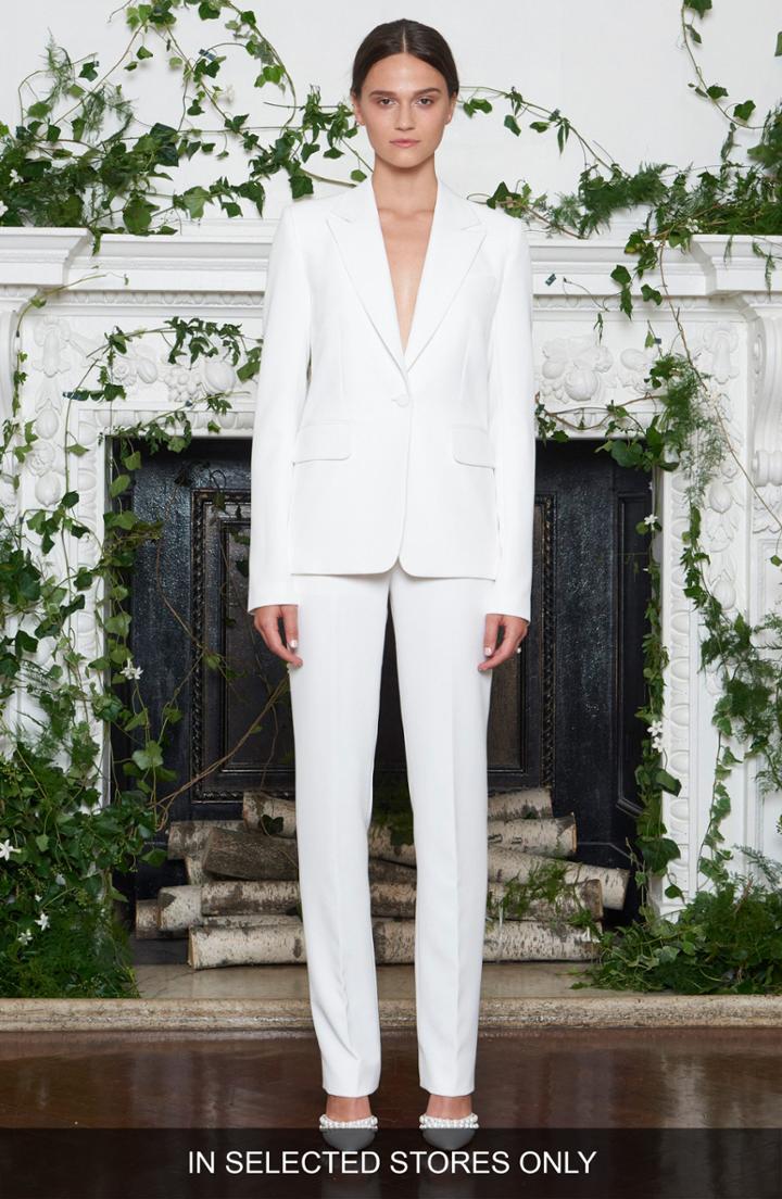 Women's Monique Lhuillier Yoko Double Weave Tuxedo Pants