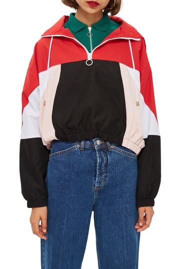 Women's Topshop Overhead Colorblock Windbreaker Jacket