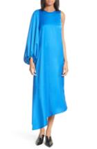 Women's Tibi Celestia One Sleeve Bias Cut Satin Dress - Blue