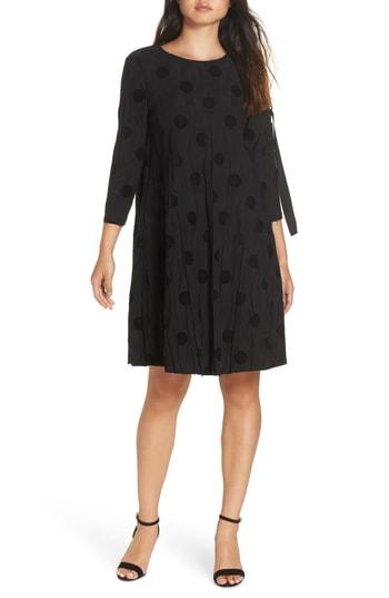 Women's Caara D-ring Sleeve Textured A-line Dress - Black