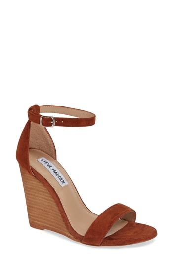 Women's Steve Madden Mary Ankle Strap Wedge .5 M - Brown