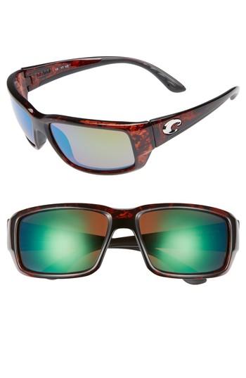 Men's Costa Del Mar Fantail 60mm Polarized Sunglasses - Tortoise/ Green Mirror