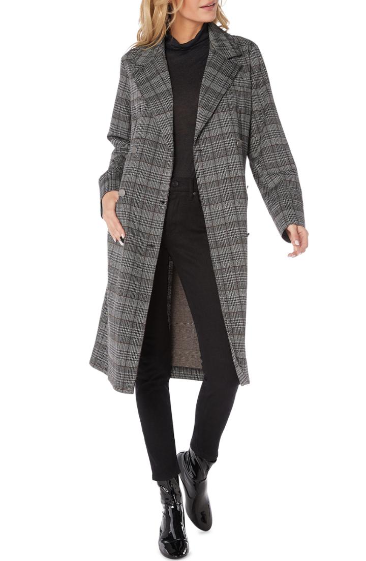 Women's Michael Stars Plaid Ponte Coat