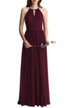Women's #levkoff Keyhole Chiffon A-line Gown - Red