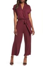 Women's Bobeau Knit Surplus Jumpsuit - Burgundy