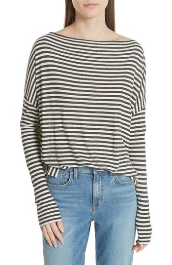 Women's Vince Stripe Drop Shoulder Top - Black