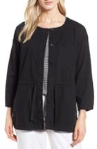 Women's Eileen Fisher Shirttail Hem Organic Cotton Jacket, Size - Black