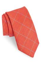 Men's David Donahue Windowpane Silk & Linen Tie, Size - Blue
