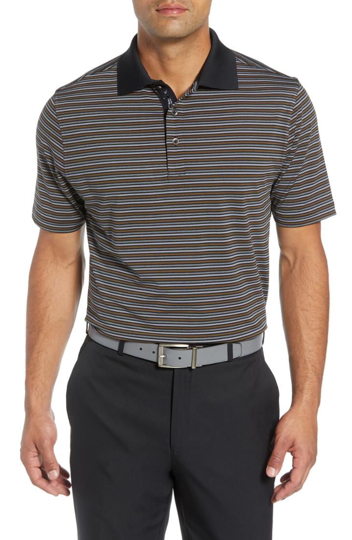 Men's Bobby Jones Xh2o Copper Stripe Classic Polo, Size - Black