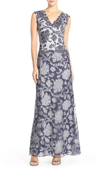 Women's Tadashi Shoji Embroidered Lace Gown