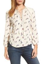 Women's Lucky Brand Lace-up Ditsy Print Top - Ivory