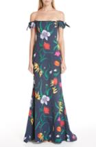 Women's Carolina Herrera Off The Shoulder Floral Gown - White