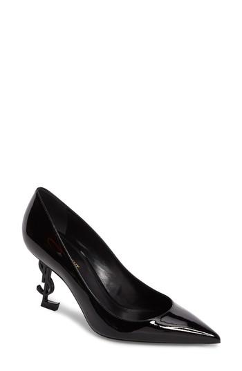 Women's Saint Laurent Opyum Ysl Pointy Toe Pump Us / 40eu - Black
