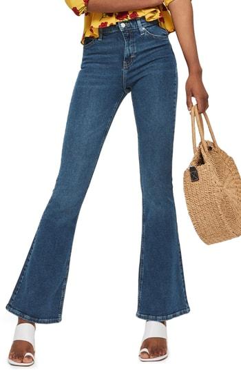Women's Topshop Jamie Flare Jeans W X 32l (fits Like 25-26w) - Blue