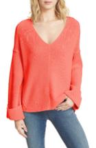 Women's Free People La Brea V-neck Sweater - Coral