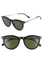 Women's Tom Ford 51mm Cat Eye Sunglasses - Shiny Black/ Green