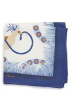 Men's Eton Bird And Serpent Silk Pocket Square, Size - White