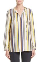 Women's Lafayette 148 New York Eli Carnaby Stripe Silk Blouse, Size - White