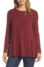 Women's Caslon Cozy Back Peplum Top, Size - Red