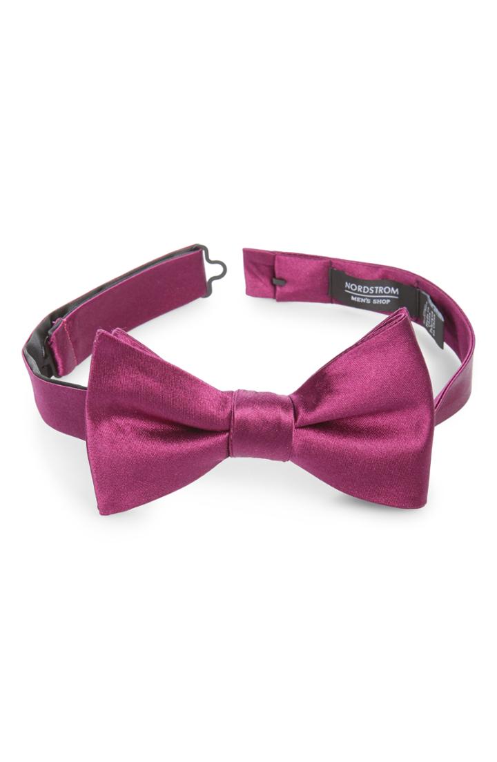 Men's Nordstrom Men's Shop Solid Silk Bow Tie, Size - Purple