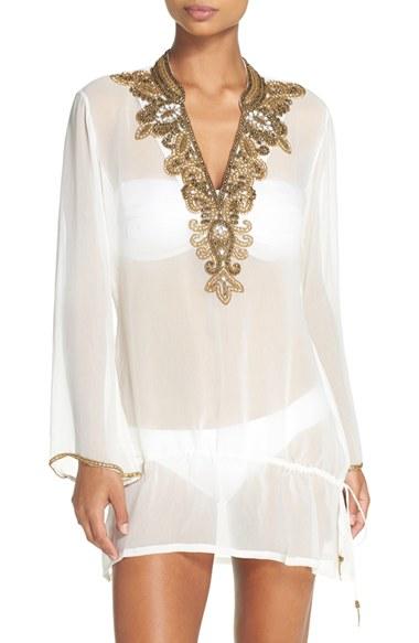 Women's Asa Kaftans Casablanca Beaded Tunic - White