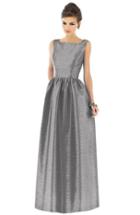 Women's Alfred Sung Square Neck Dupioni Full Length Dress - Metallic