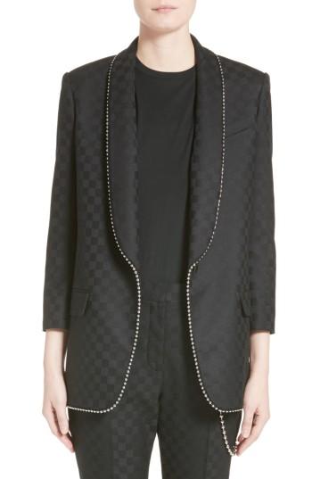 Women's Alexander Wang Chain Trim Checkerboard Wool Blazer