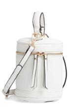 Knotty Small Faux Leather Top Handle Cylinder Bag - White