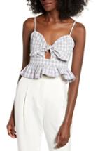 Women's English Factory Plaid Tie Front Crop Top - Blue