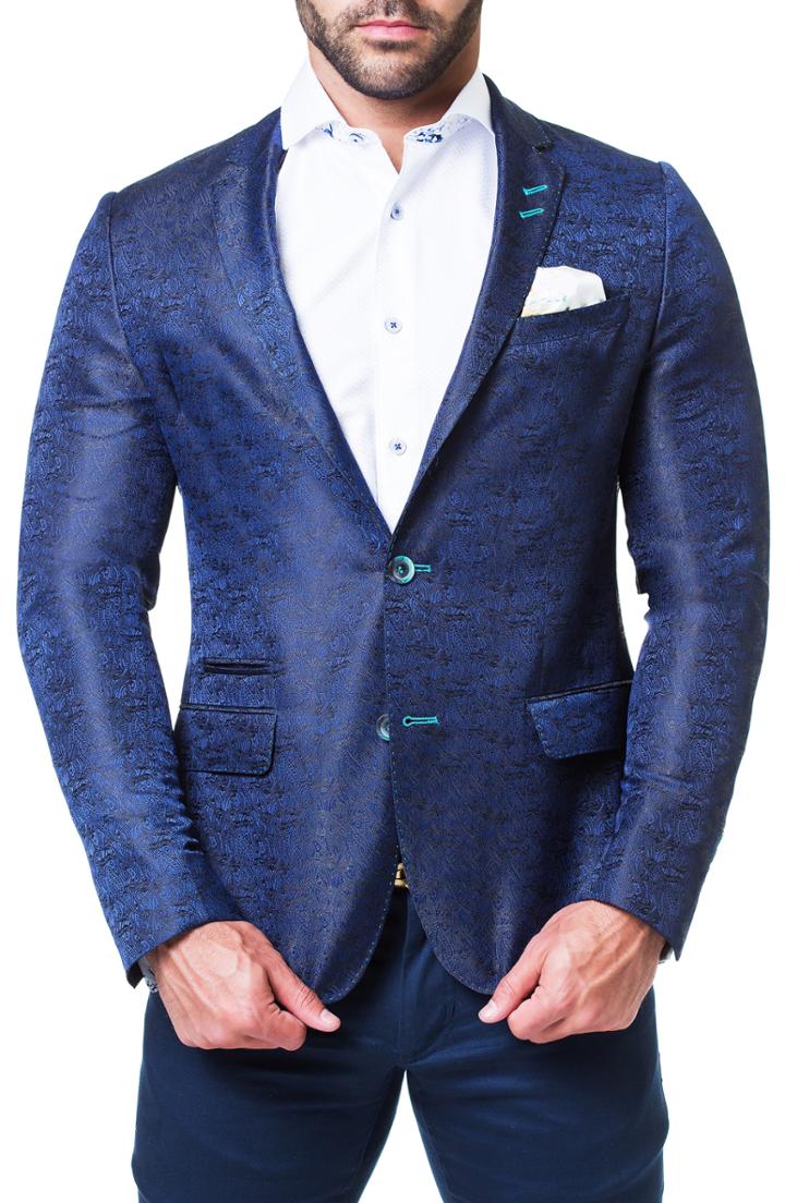 Men's Maceoo Socrate Snake Jacquard Sport Coat - Blue