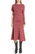 Women's Calvin Klein 205w39nyc Tartan Asymmetrical Dress Us / 36 It - Red