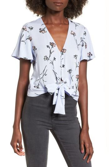 Women's Knot Front Shirt - Blue