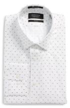 Men's Nordstrom Men's Shop Trim Fit Patterned Dress Shirt .5 32/33 - White