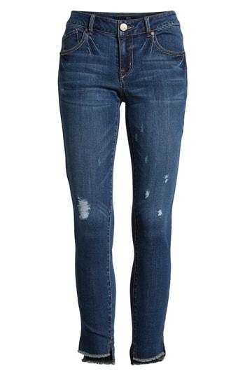 Women's 1822 Denim Ripped Step Hem Ankle Skinny Jeans - Blue