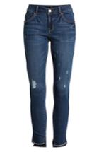Women's 1822 Denim Ripped Step Hem Ankle Skinny Jeans - Blue
